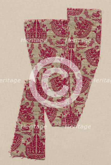 Fragment with maritime scene, late 1600s. Creator: Unknown.