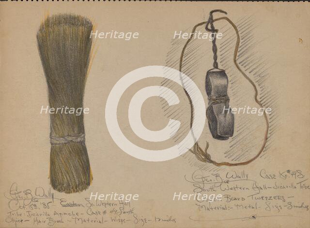 Hairbrush and Beard Tweezers, 1935. Creator: George B. Wally.