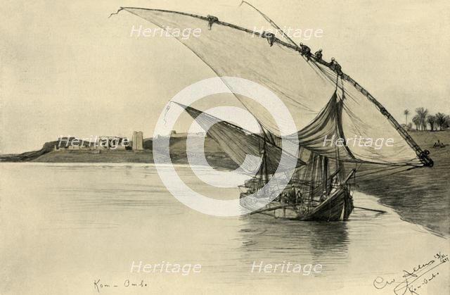 Felucca on the Nile at Kom Ombo, Egypt, 1898.  Creator: Christian Wilhelm Allers.