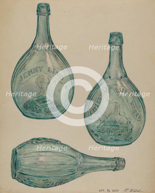 Jenny Lind Bottle, c. 1935. Creator: Paul Ward.