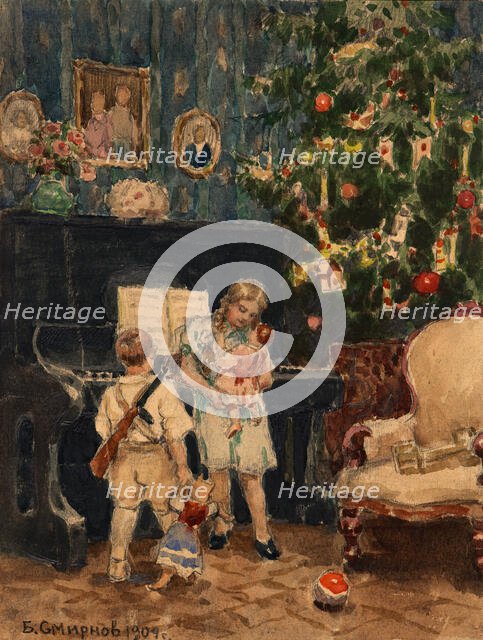 Christmas Tree in the House of Wealthy Residents of Irkutsk, 1904. Creator: Boris Vasilievich Smirnov.