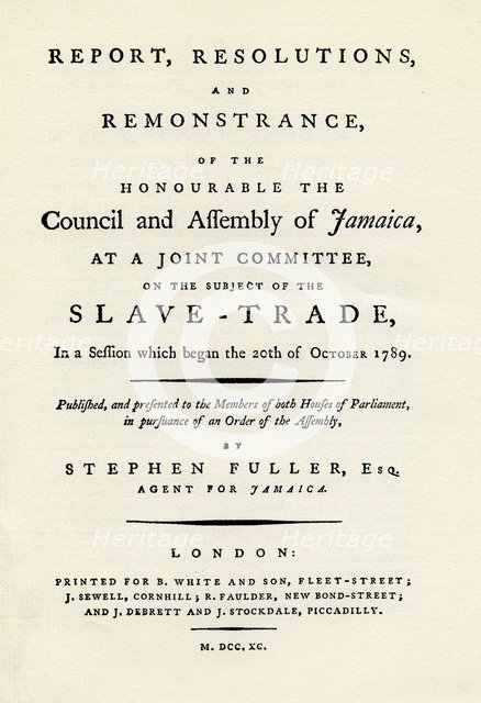 A remonstration of the subject of the slave trade, 1789 (1965). Artist: Unknown