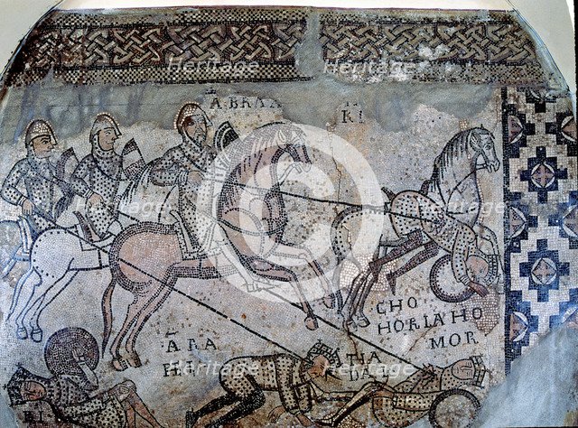 Abraham defeating the Elamites, mosaic on the walls of the ambulatory of the church of San Evasio…
