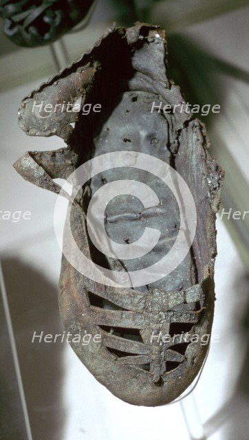 Roman child's leather shoe found in a well, 4th century. Artist: Unknown