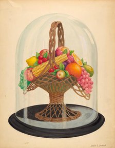Ornament, Wax Fruit under Glass Globe, 1935/1942. Creator: David S De Vault.