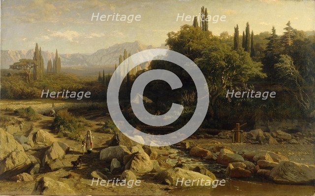 The Crimea. Mountain landscape with river, 1868. Artist: Orlovsky, Vladimir Donatovich (1842-1914)