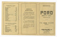 Price list for dealers of Poro products, 1915-1953    . Creator: Unknown.