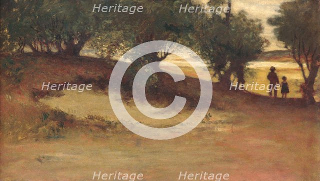 Sand Bank with Willows, Magnolia, 1877. Creator: William Morris Hunt.