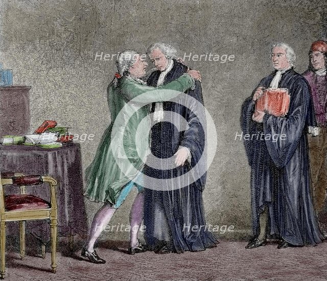 Meeting between Louis XVI and the Minister Lamoignon-Malesherbes, (19th century).  Creator: Blanpain.