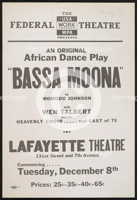 Bassa Moona, New York, 1936. Creator: Unknown.