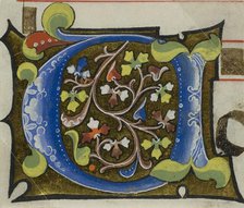 Decorated Initial "O" or "A" with Flowers from a Choirbook, 19th cent. imitation of 14th cent. style Creator: Unknown.
