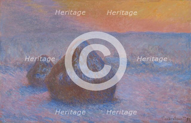 Stacks of Wheat (Sunset, Snow Effect), 1890/91. Creator: Claude Monet.