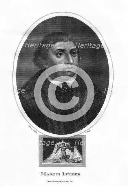 Martin Luther, German theologian, Augustinian monk, and ecclesiastical reformer, 1814.Artist: J Chapman