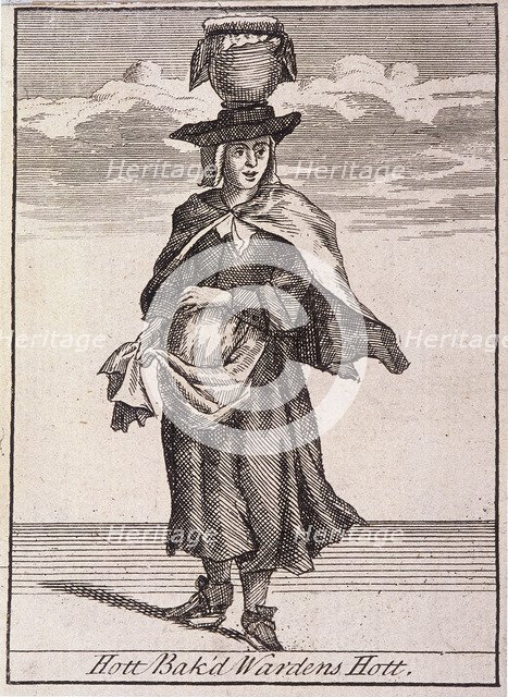 'Hott Bak'd Wardens Hott', Cries of London, (c1688?). Artist: Anon