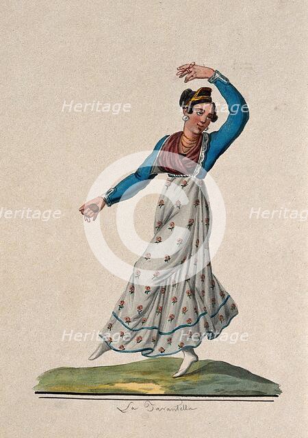 A young woman dancing the tarantella. Creator: Unknown.