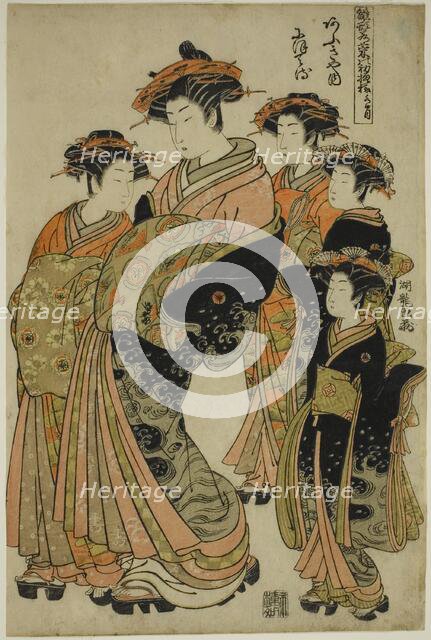 The Sixth Month (Minazuki): Nioteru of the Ogiya, from the series "Models for..., c. 1777/78. Creator: Isoda Koryusai.