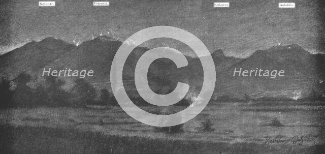 'La Campagne Macedonienne; Soir de bataille sur les sommets et les cols monts Nidze (Moglena)', 1916 Creator: Vladimir Betzitch.