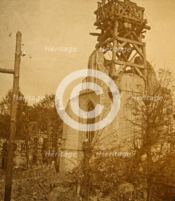 Damaged church, c1914-c1918. Artist: Unknown.