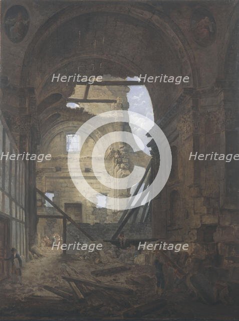 La chapelle de la Sorbonne avecla voûte de la nef effondrée, c1800. Creator: Hubert Robert.