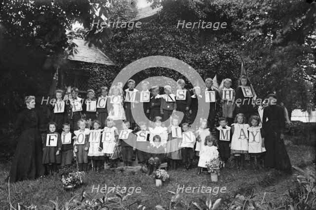 Children outside Badby School, Northamptonshire, c1896-c1920. Artist: A Newton
