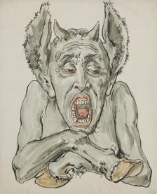 Paper for the Polychrome of St. Mary's Church - Bust of the Devil with a Gaping Mouth, 1890. Creator: Jan Matejko.