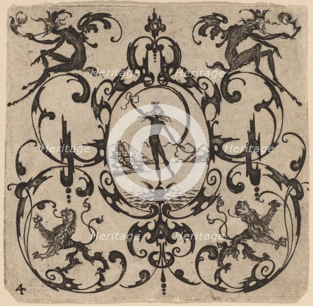 Ornament with Grotesque, 1616. Creator: Johannes Crato von Crafftheim.