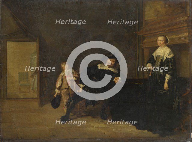 Portrait of a Man, a Woman and a Boy in a Room, 1640. Artist: Codde, Pieter (1599-1678)