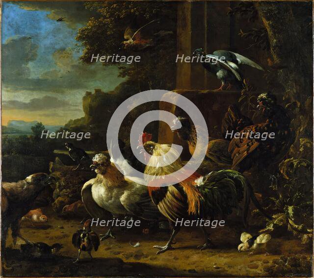 Landscape with Poultry and Birds of Prey, unknown date. Creator: Melchior d'Hondecoeter.