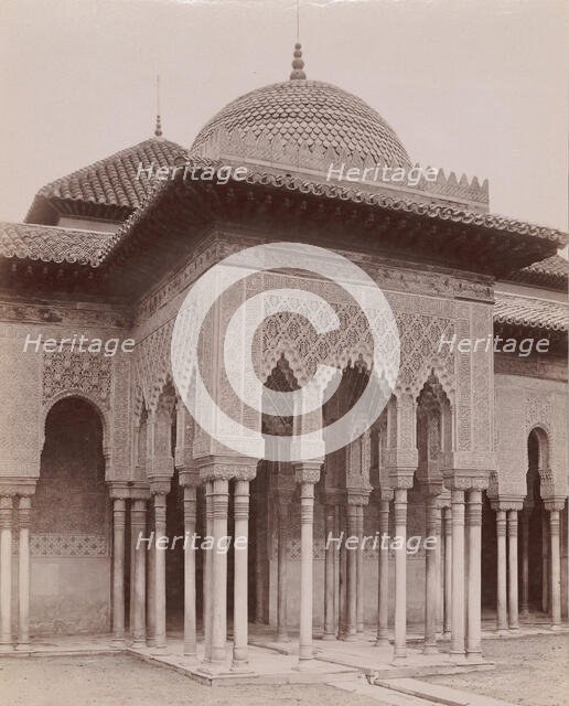 [Courtyard of the Lions, Alhambra, Granada], 1880s-90s. Creator: Likely Sebastiano Tassinari.