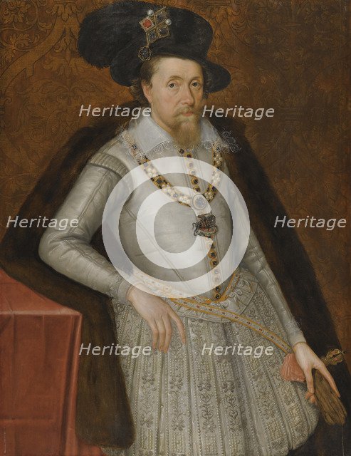 Portrait of King James I of England (1566-1625), Early 17th century. Artist: De Critz (Decritz), John, the Elder (1551/2-1642)
