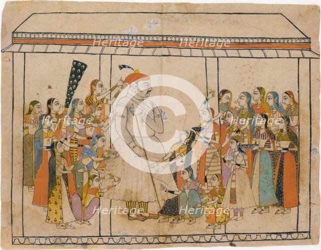 Maharaja Raj Singh Adored by His Ladies, ca. 1710-20. Creator: Unknown.