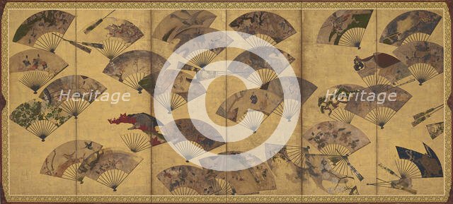 Screen with Scattered Fans, Edo period, early 17th century. Creator: Sôtatsu.