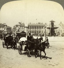 The obelisk and fountain, Place de la Concorde, Paris, France, 19th century.Artist: Underwood & Underwood