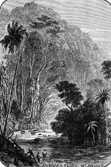 Sketches in Madagascar: Andraka Ferry Mt. Angavo, 1883. Creator: Unknown.