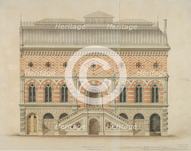 National Academy of Design Competition, New York, New York, South Elevation, 1861. Creator: Peter Bonnett Wight.