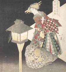 Courtesan by a Lantern, “Fire,” from the series Five Elements for the Bunsai Poetry Gr..., ca. 1820. Creator: Totoya Hokkei.