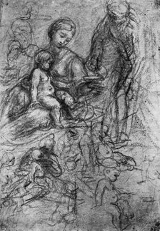 Sketches for a 'Holy Family', by Allegri Da Correggio, 1913.Artist: Correggio