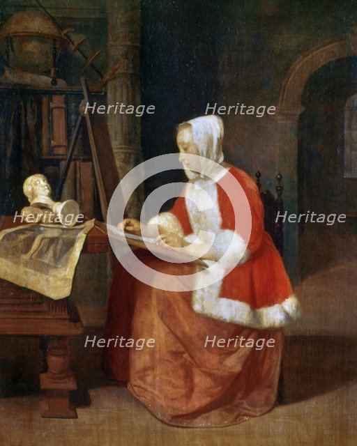 'A Woman seated Drawing', c1649-1667. Artist: Gabriel Metsu