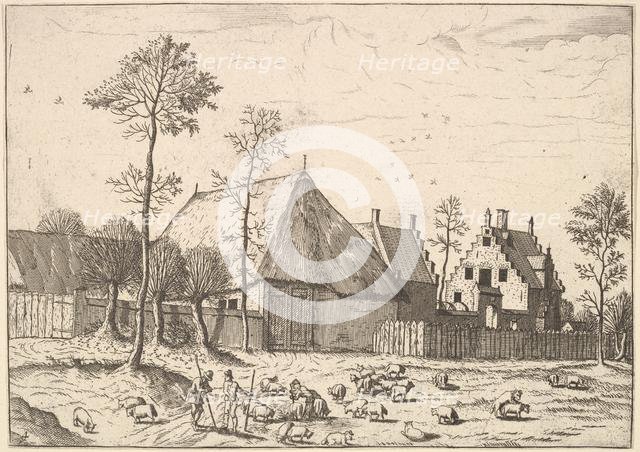 Shed with Cottage, from The Small Landscapes, 1559-61. Creator: Johannes van Doetecum I.