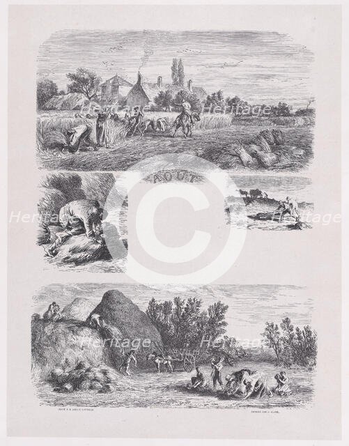 August from Album of Rustic Subjects, 1859. Creator: Jacques-Adrien Lavieille.