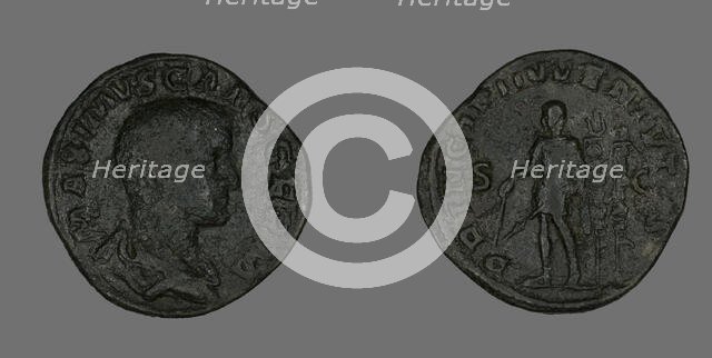 Sestertius (Coin) Portraying Emperor Maximus, 236-238. Creator: Unknown.