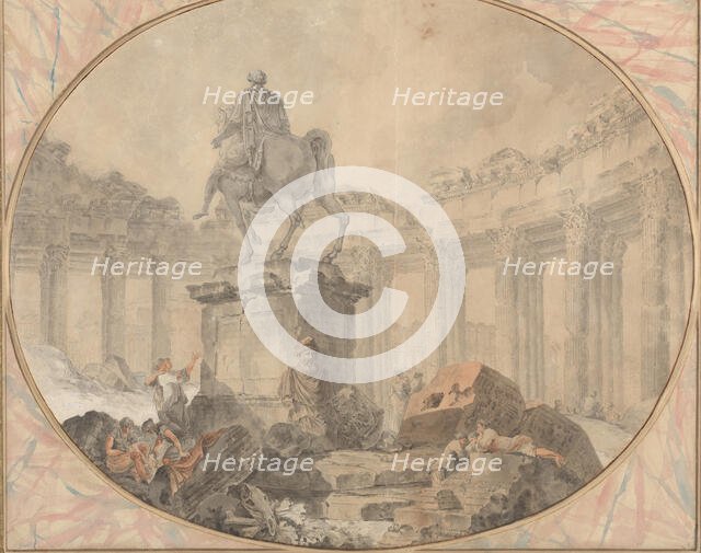 Equestrian Statue of Marcus Aurelius, 1757. Creator: Hubert Robert.