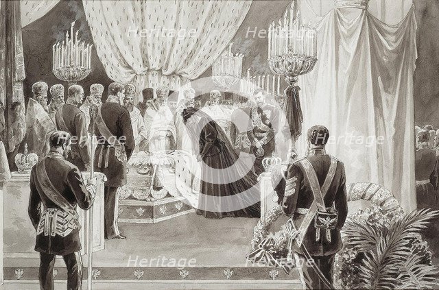 Burial of Emperor Alexander III in the Sts Peter and Paul Cathedral in St Petersburg, 1894.  Creator: Brozh, Karel (Carl) (1836-1901).
