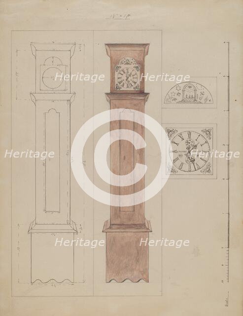 Grandfather's Clock (Old Pine), c. 1936. Creator: Edith Magnette.