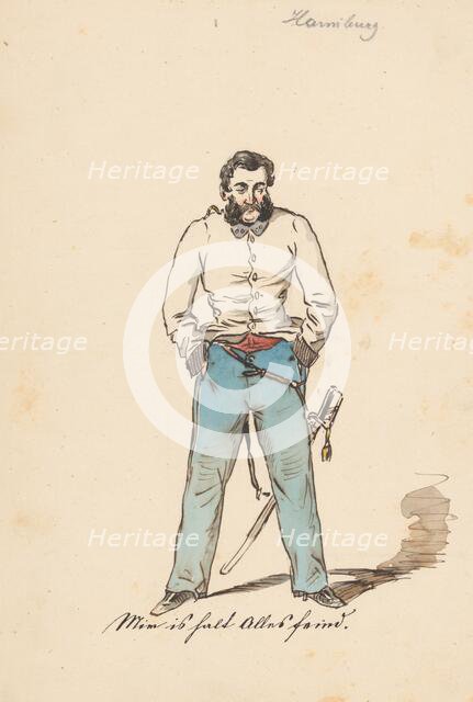 Man with hands in pockets, 1850-1855. Creator: Friedrich Carl von Scheidlin.
