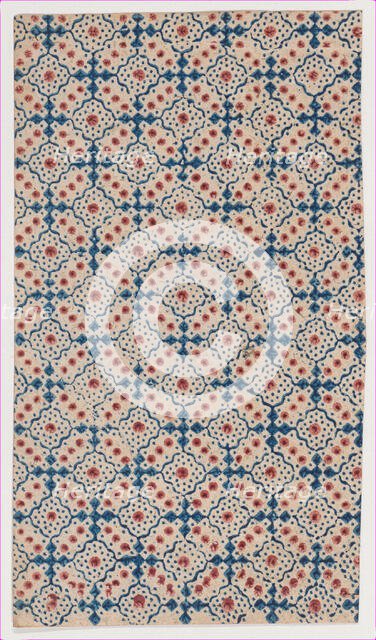Sheet with an overall pattern of dots and squares, 19th century Creator: Anon.