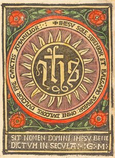 Monogram JHS in a Flaming Circle, c. 1500. Creator: Unknown.