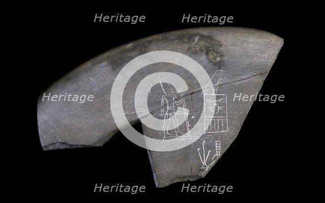Fragment of inscribed stone bowl, c3285 BC. Artist: Unknown.