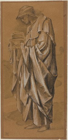 Standing Draped Figure in Profile to Left, c. 1888-1891. Creator: Sir Edward Coley Burne-Jones.