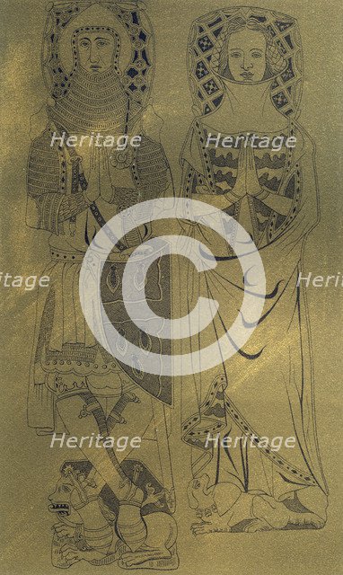 A copper plaque from Minster Abbey and Church, Isle of Sheppey, Kent, 1337 (1849).Artist: Franz Kellerhoven